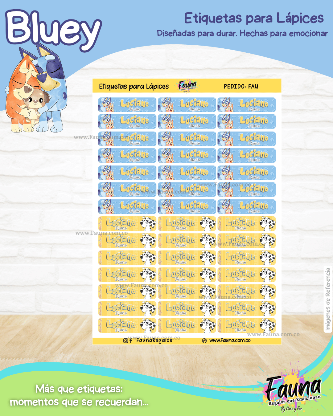 Bluey 🐾 - Etiquetas Escolares Premium Personalizadas