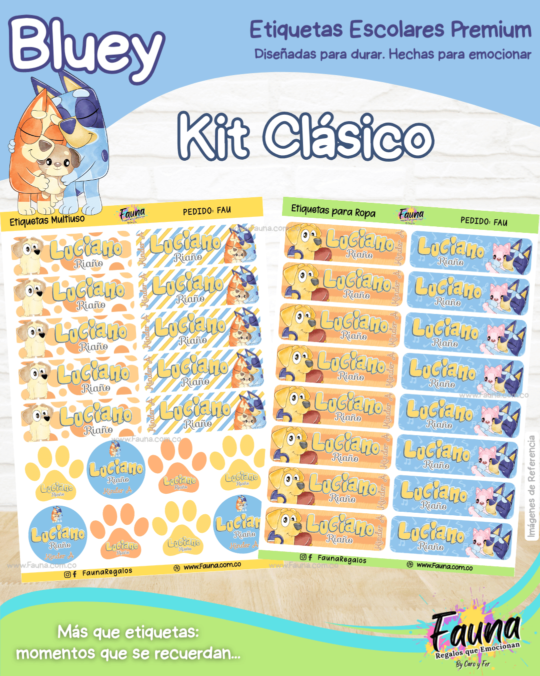 Bluey 🐾 - Etiquetas Escolares Premium Personalizadas