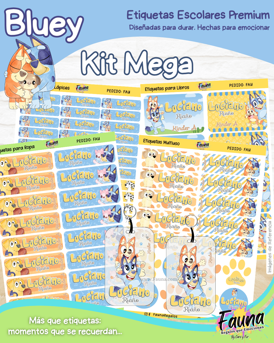 Bluey 🐾 - Etiquetas Escolares Premium Personalizadas