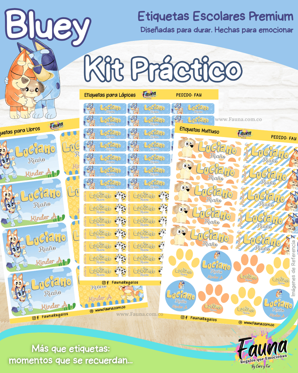 Bluey 🐾 - Etiquetas Escolares Premium Personalizadas