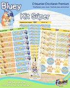 Bluey 🐾 - Etiquetas Escolares Premium Personalizadas
