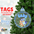 Bluey – Tag Navideño Personalizado con Nombre 🎄