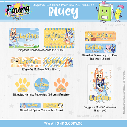Etiquetas Escolares Premium Personalizadas – Bluey 💙🐾
