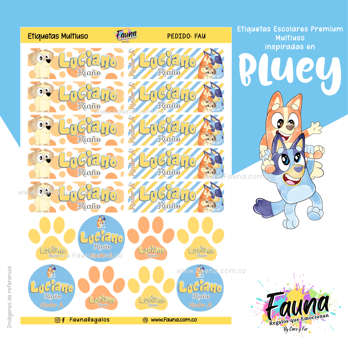 Etiquetas Escolares Premium Personalizadas – Bluey 💙🐾