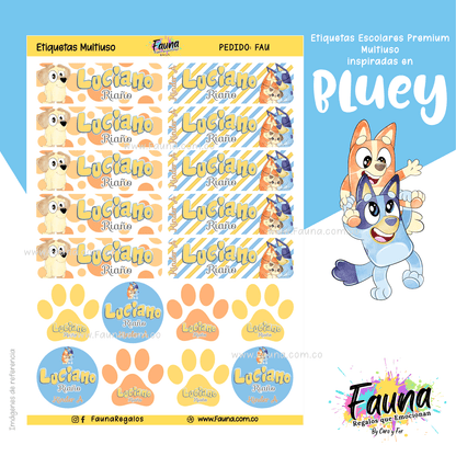 Etiquetas Escolares Premium Personalizadas – Bluey 💙🐾