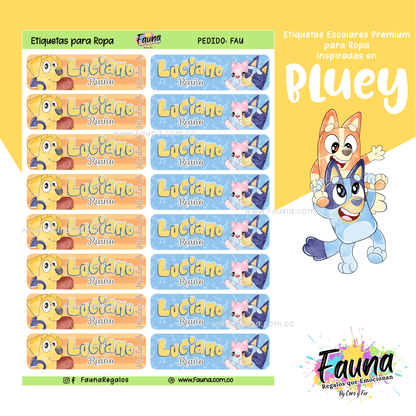 Etiquetas Escolares Premium Personalizadas – inspiradas en Bluey 💙🐾 - Fauna Regalos que emocionan