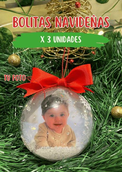 Bolas de Navidad Personalizadas con Foto (3 Bolitas)