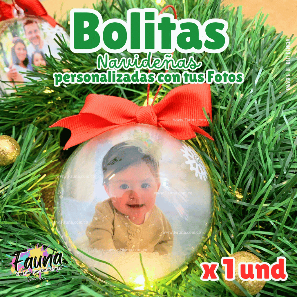 Bolita Navideña Premium con Foto Personalizada x 1 und
