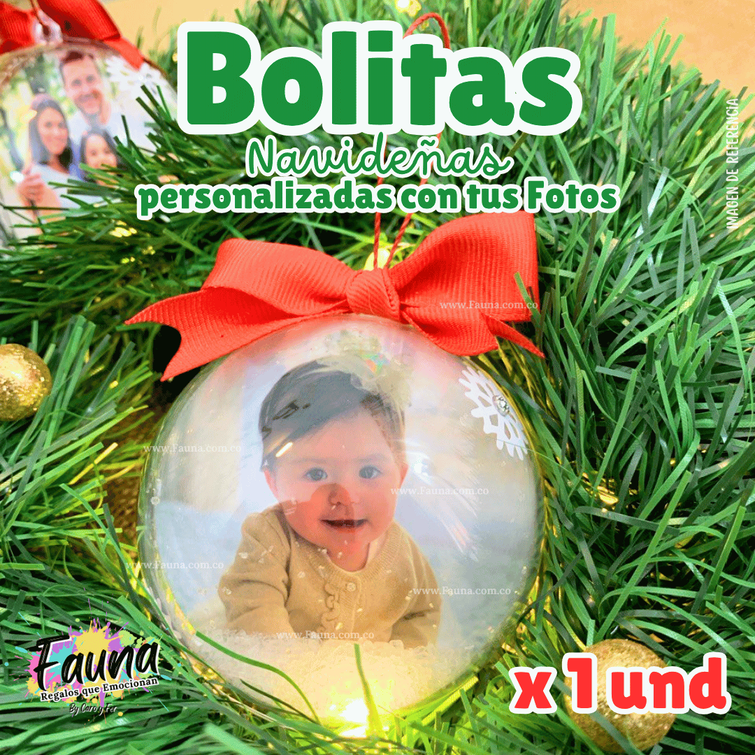 Bolita Navideña Premium con Foto Personalizada x 1 und