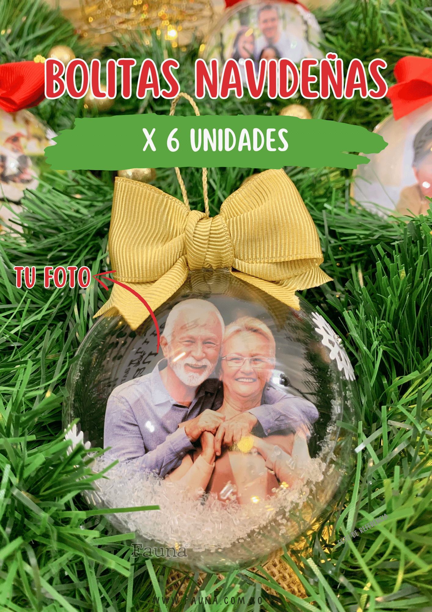 Bolas de Navidad Personalizadas con Foto (6 Bolitas) - Fauna Regalos Personalizados