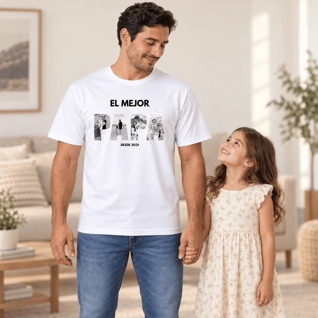 El Mejor Papá – Camiseta Personalizada con Fotos