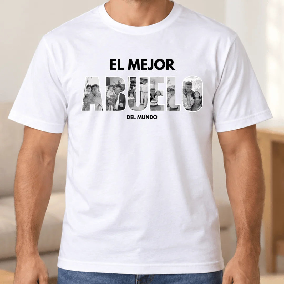 El Mejor Abuelo del Mundo – Camiseta Personalizada con Fotos