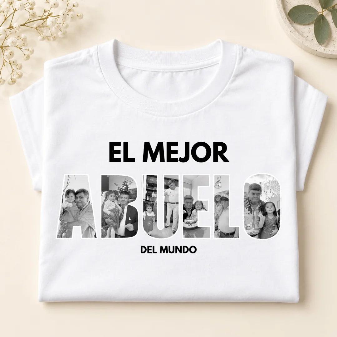 El Mejor Abuelo del Mundo – Camiseta Personalizada con Fotos
