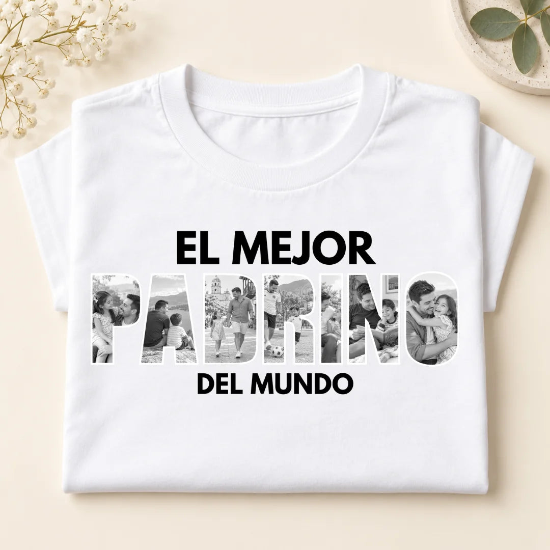 El Mejor Padrino – Camiseta Personalizada con Fotos