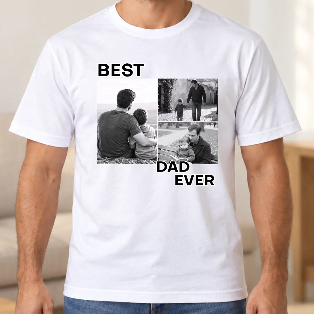 Best dad ever – Camiseta Personalizada con Fotos