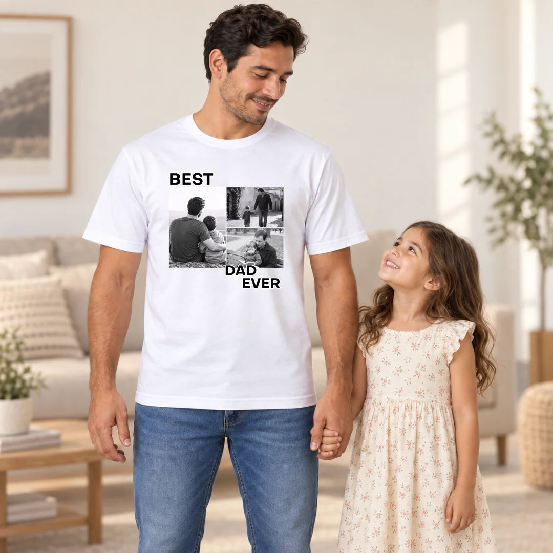Best dad ever – Camiseta Personalizada con Fotos