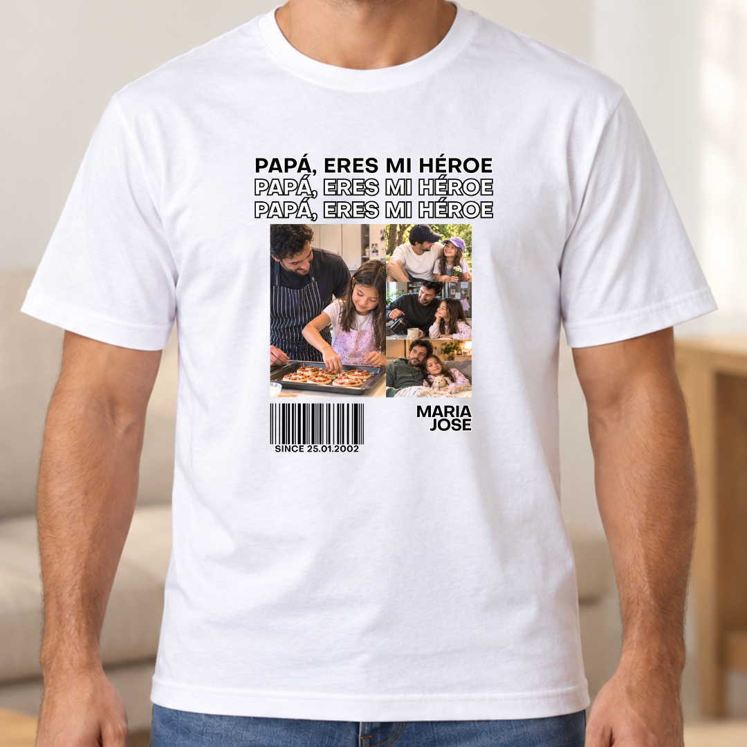 Papá eres mi héroe – Camiseta Personalizada con Fotos
