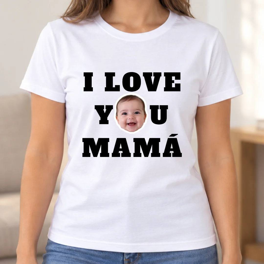 I Love You Mamá – Camiseta Personalizada con Foto