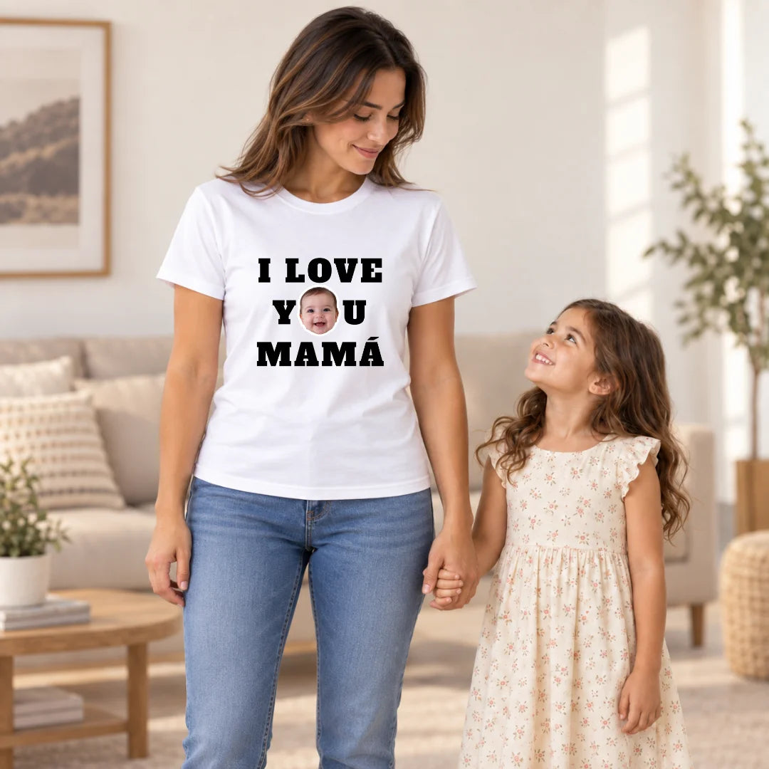 I Love You Mamá – Camiseta Personalizada con Foto