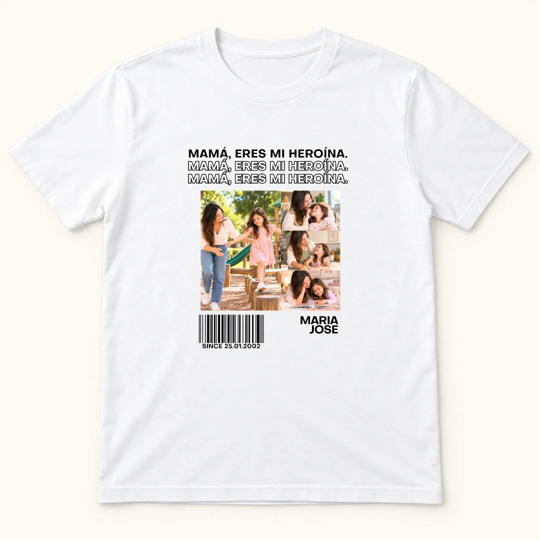 Mamá, Eres Mi Heroína – Camiseta Personalizada con Fotos