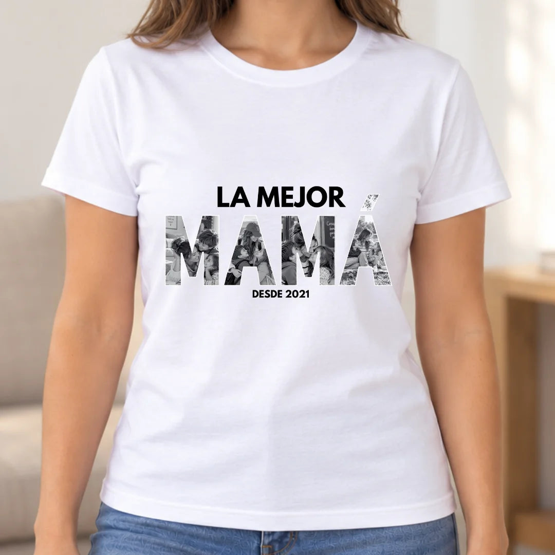 Mamá en Cada Recuerdo – Camiseta Personalizada con Fotos