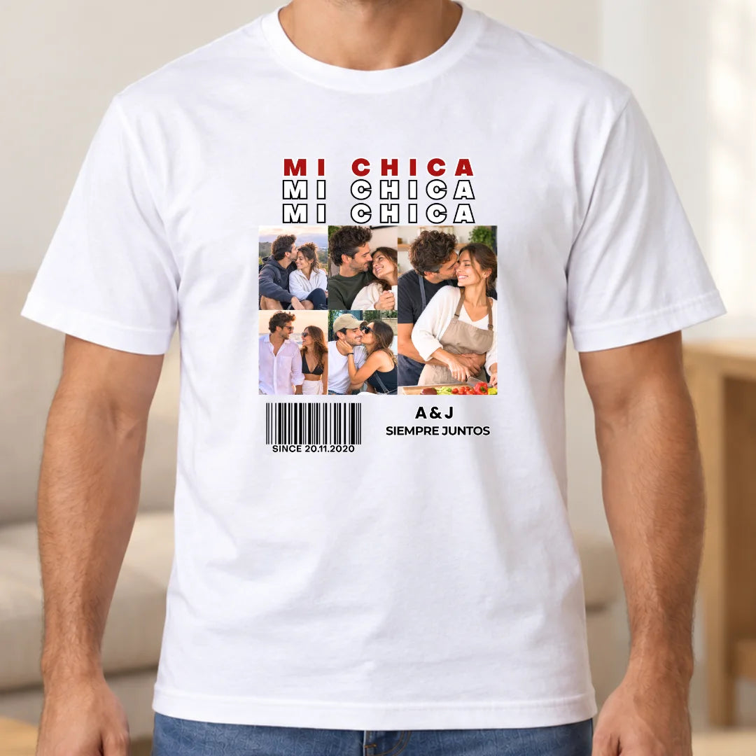 Mi Chica, Siempre Juntos – Camiseta Personalizada con Fotos