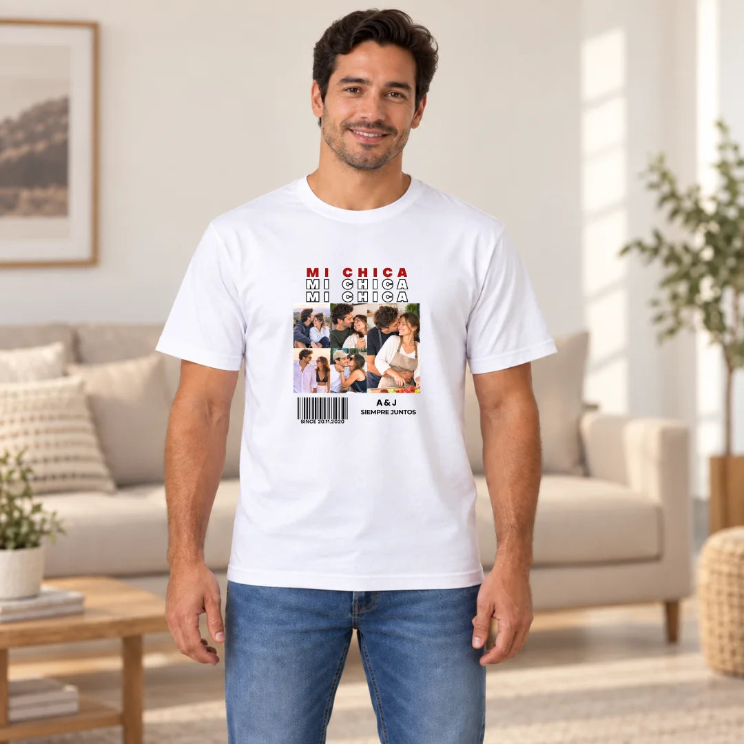 Mi Chica, Siempre Juntos – Camiseta Personalizada con Fotos
