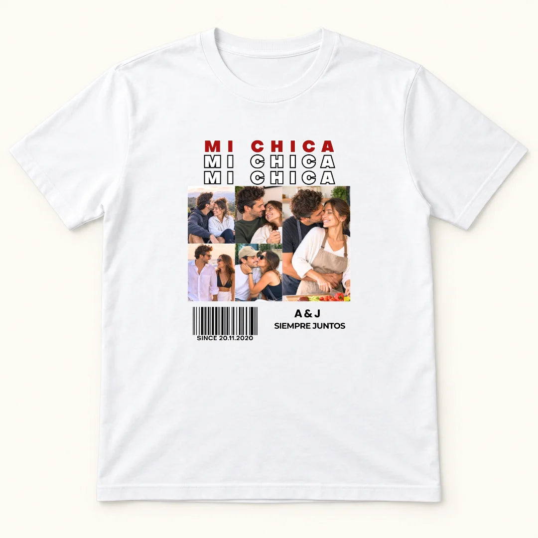 Mi Chica, Siempre Juntos – Camiseta Personalizada con Fotos
