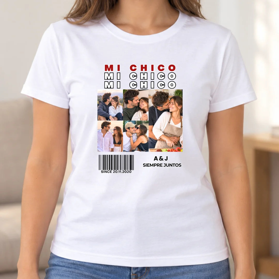 Mi Chico, Siempre Juntos – Camiseta Personalizada con Fotos