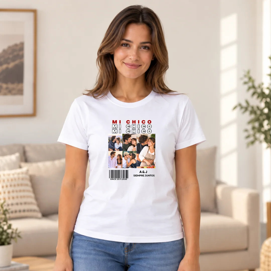 Mi Chico, Siempre Juntos – Camiseta Personalizada con Fotos