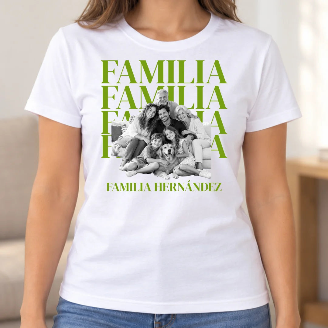 Familia por Siempre – Camiseta Personalizada con Foto y Apellido