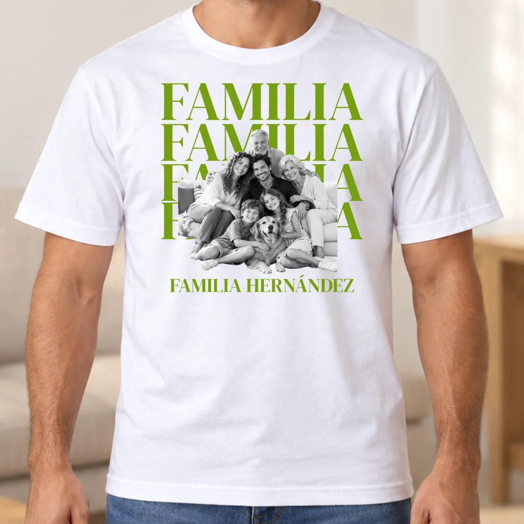 Familia por Siempre – Camiseta Personalizada con Foto y Apellido