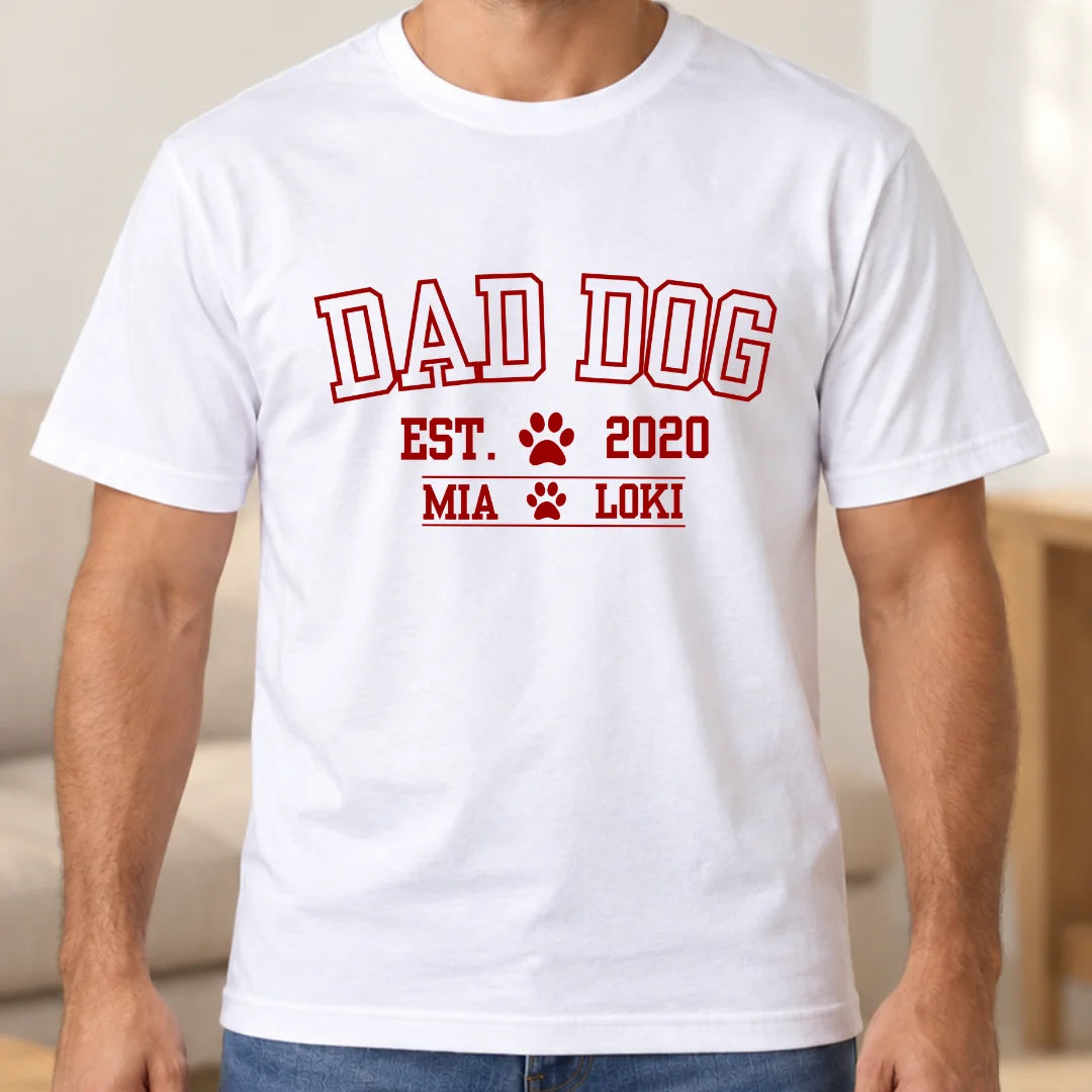 Papá de Mascotas – Camiseta Personalizada con Nombres y Año