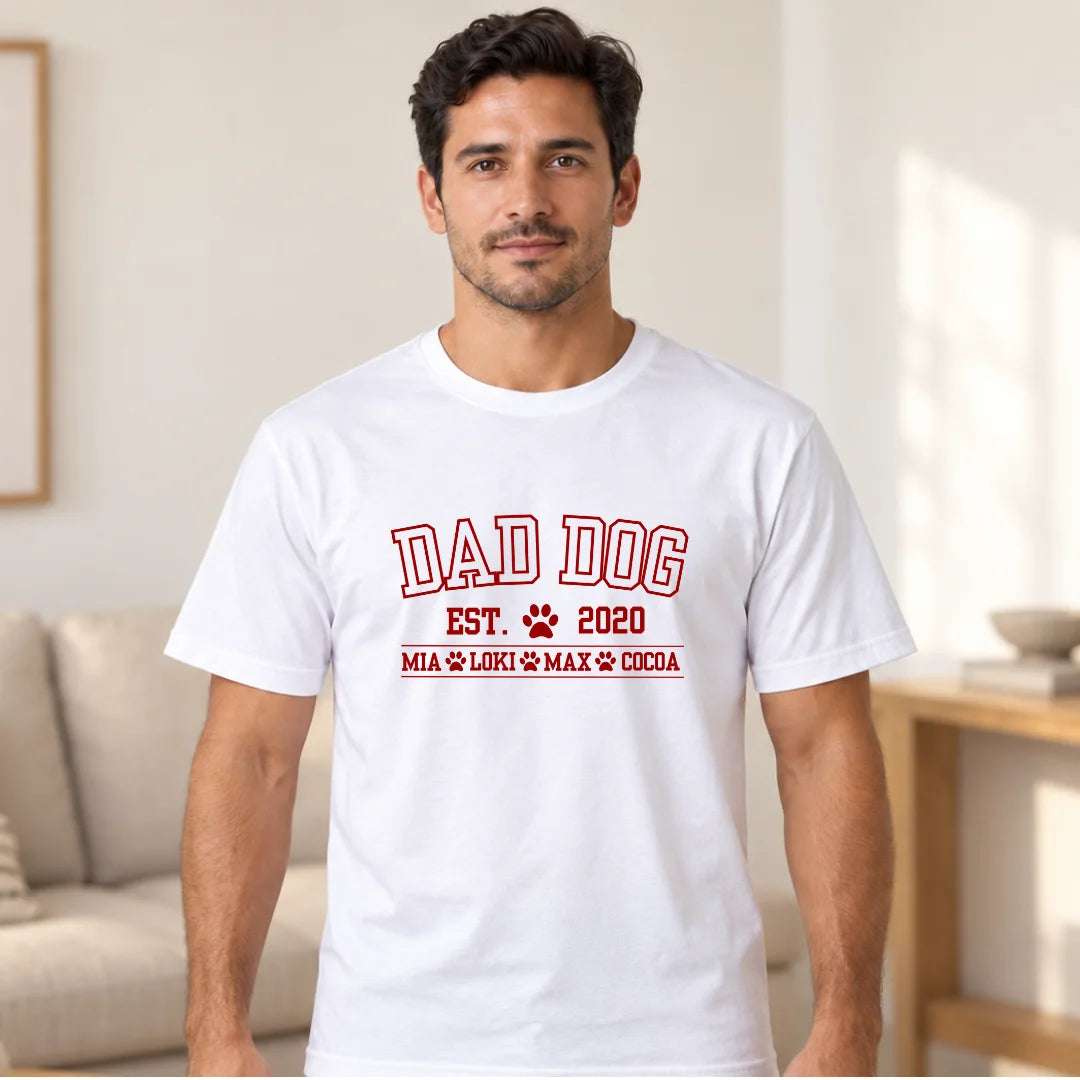 Papá de Mascotas – Camiseta Personalizada con Nombres y Año