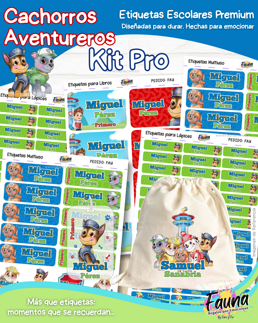 Cachorros Aventureros 🐾 - Etiquetas Escolares Premium Personalizadas