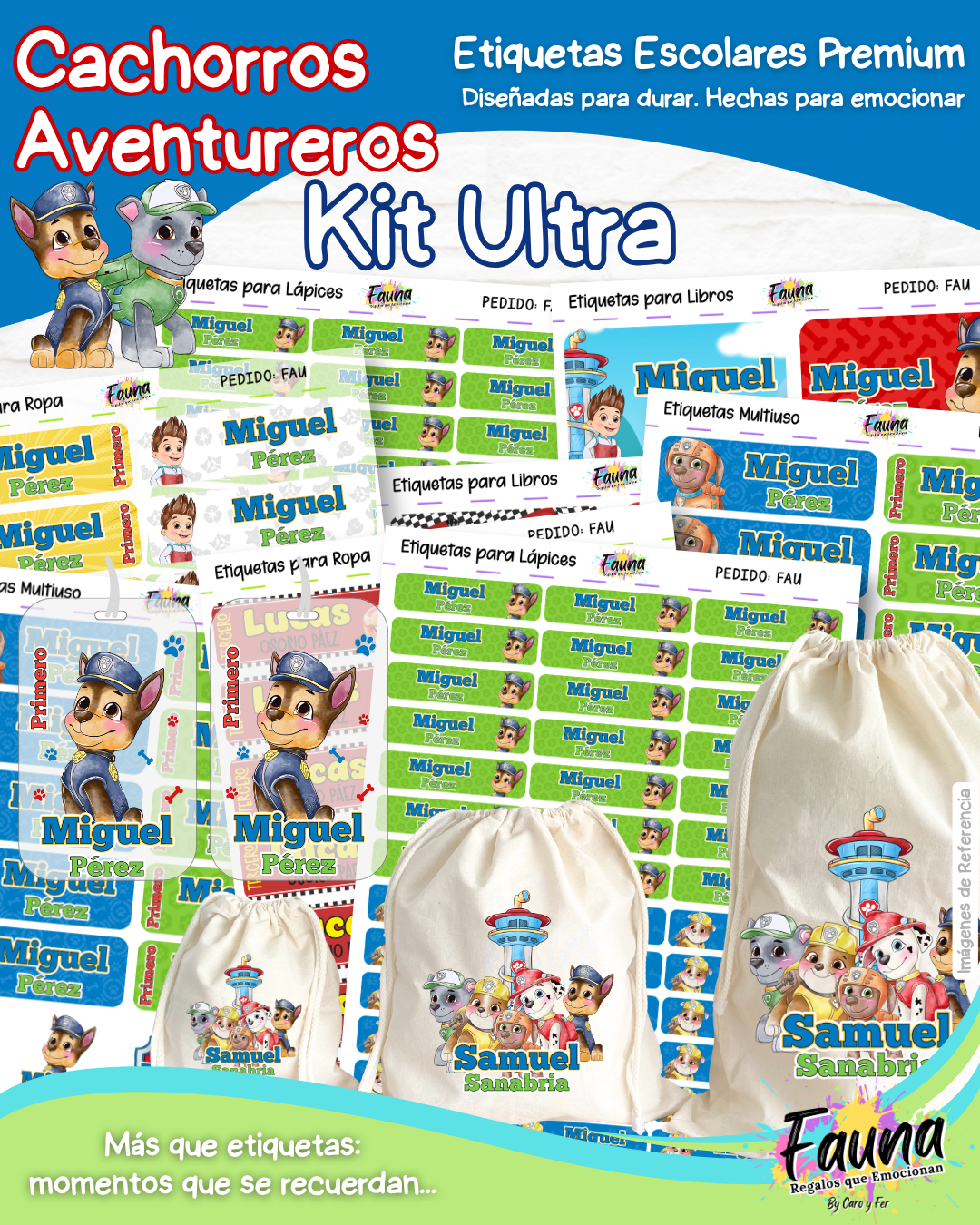 Cachorros Aventureros 🐾 - Etiquetas Escolares Premium Personalizadas