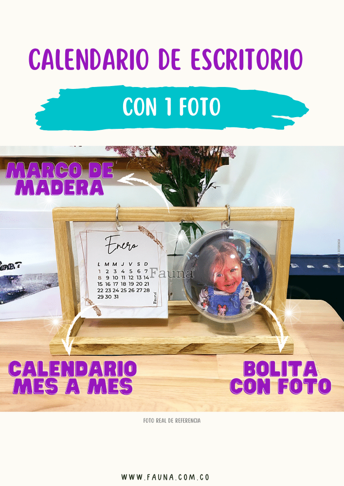 Calendario de Escritorio Personalizado con 1 Foto - Fauna Regalos Personalizados