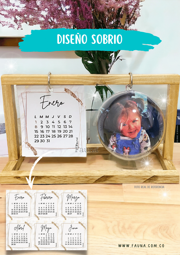 Calendario de Escritorio Personalizado con 1 Foto - Fauna Regalos Personalizados