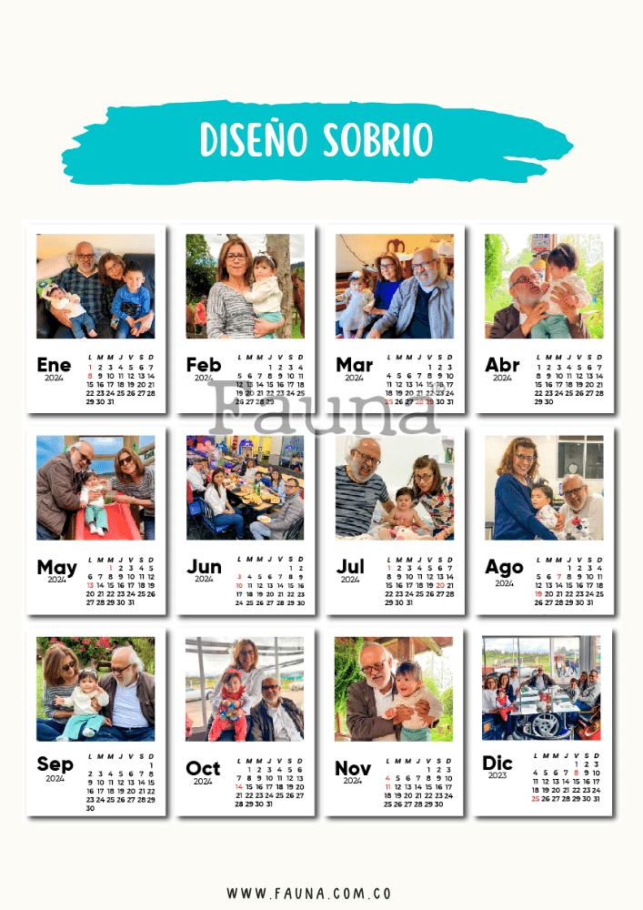Calendario Para Nevera Personalizado con 12 Fotos - Fauna Regalos que emocionan