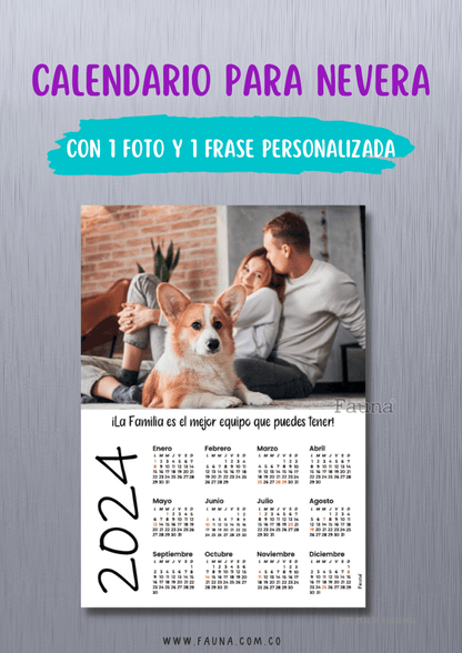 Calendario Personalizado para Nevera con 1 Foto - Fauna Regalos Personalizados