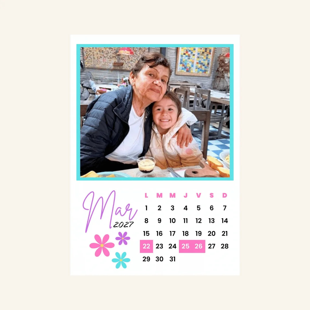 Calendario imantado Personalizado con 12 Fotos