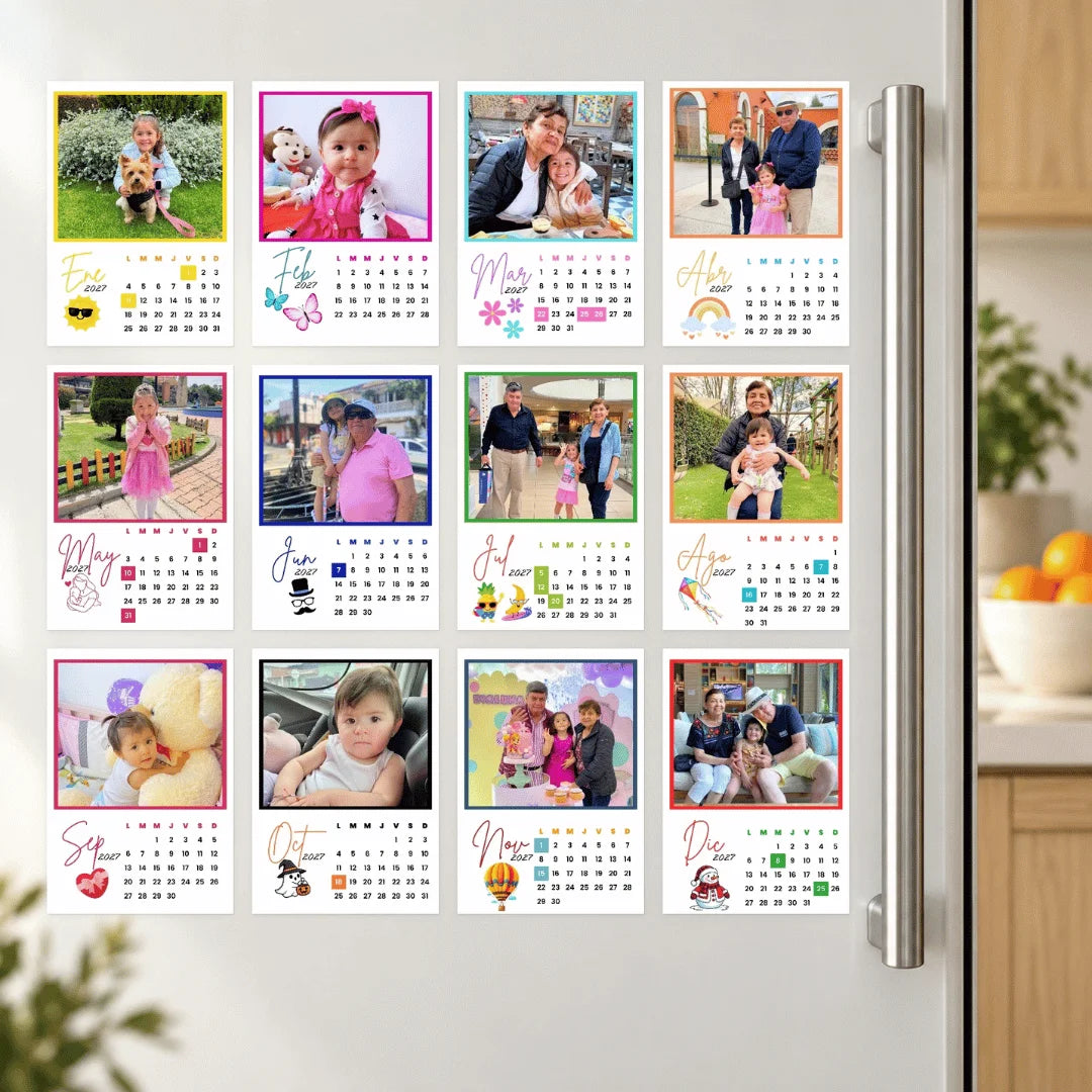 Calendario imantado Personalizado con 12 Fotos