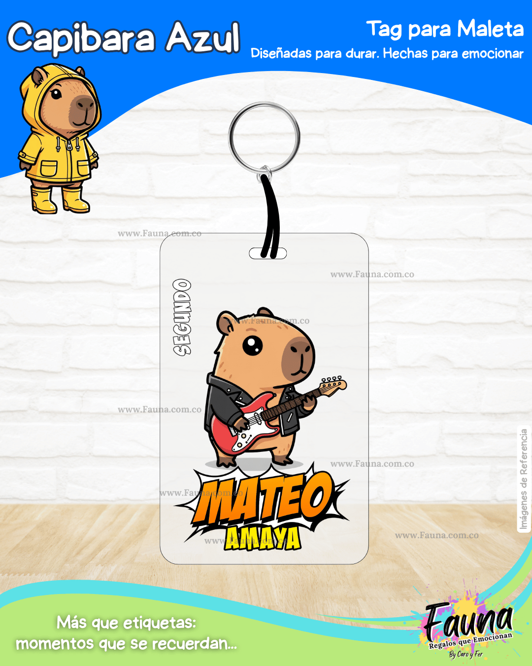 Capibara Azul 💙 - Etiquetas Escolares Premium Personalizadas