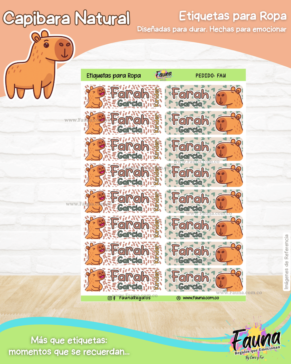 Capibara Natural 🦫 - Etiquetas Escolares Premium Personalizadas