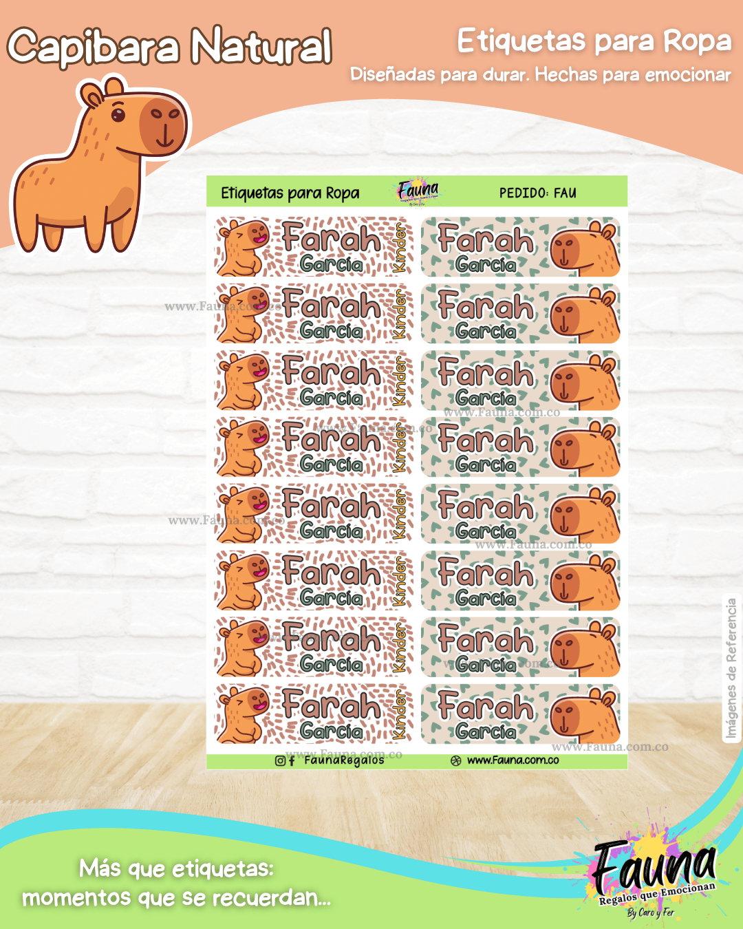 Capibara Natural 🦫 - Etiquetas Escolares Premium Personalizadas