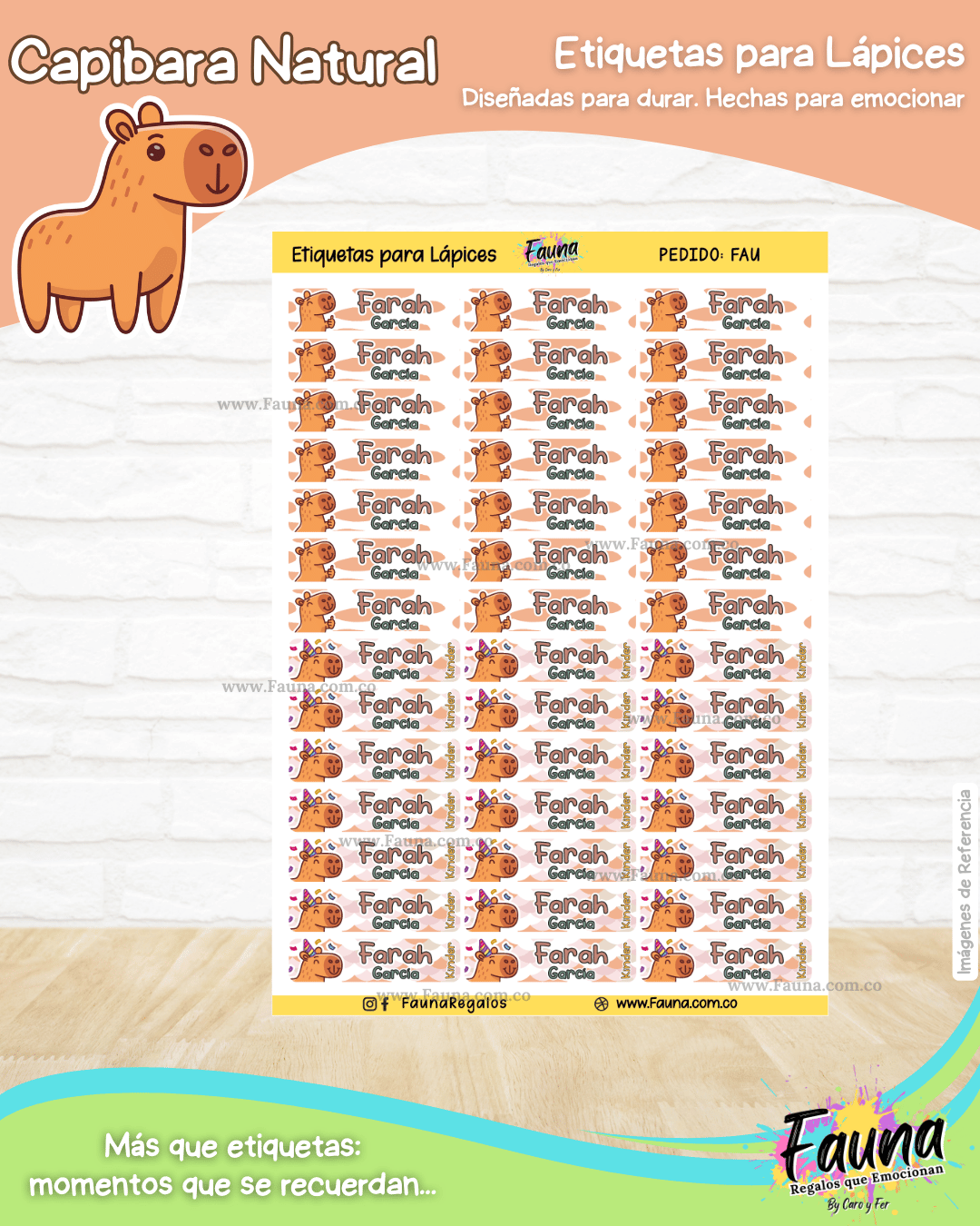 Capibara Natural 🦫 - Etiquetas Escolares Premium Personalizadas