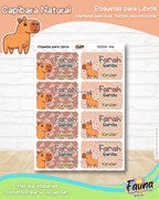 Capibara Natural 🦫 - Etiquetas Escolares Premium Personalizadas