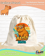 Capibara Natural 🦫 - Tula personalizada para niños – multiusos con nombre