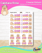 Capibara Rosa 💗 - Etiquetas Escolares Premium Personalizadas