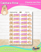 Capibara Rosa 💗 - Etiquetas Escolares Premium Personalizadas